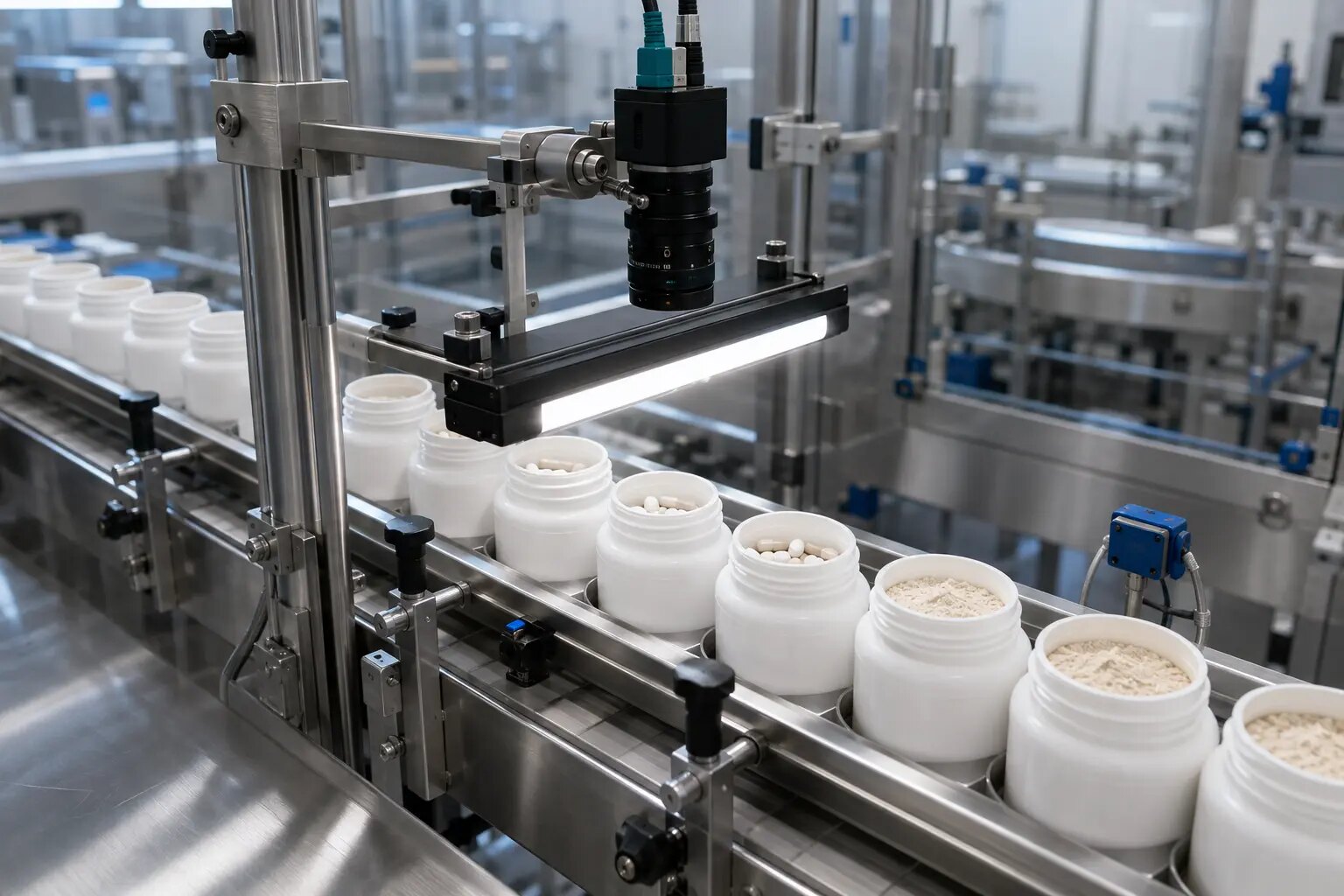 Automated vision inspection checking tablets and product presence on a packaging line